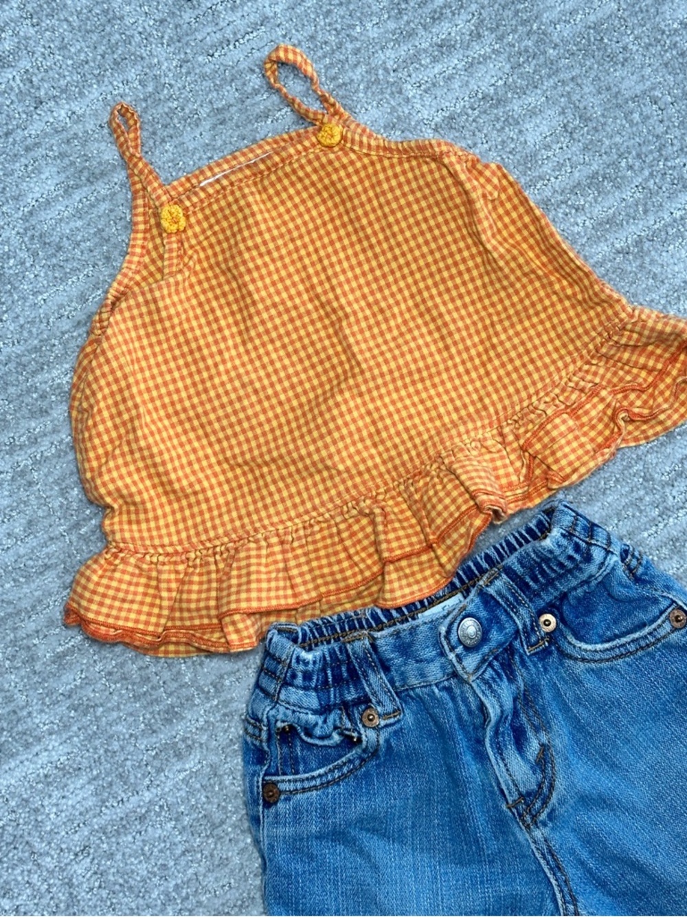 Vintage Orange Gingham Ruffle Tank | Miniwear | 18months | 100% cotton - Picture 2 of 7